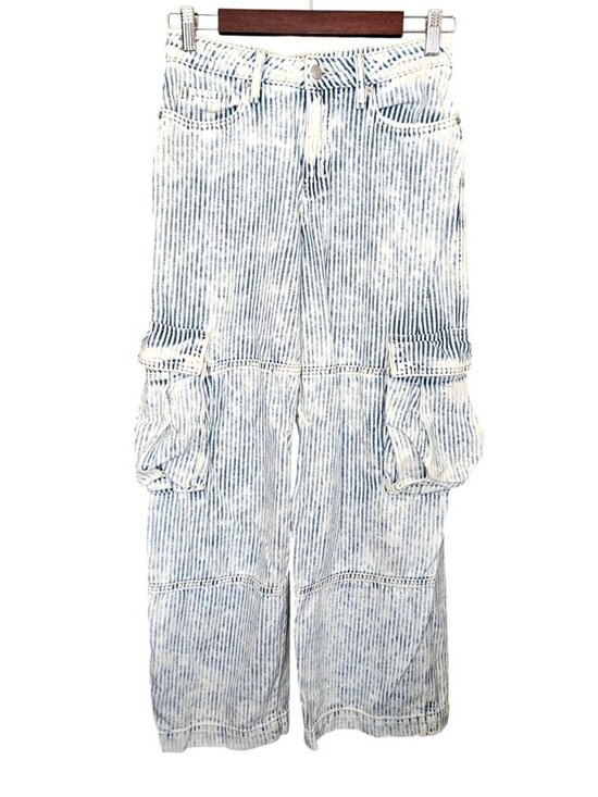 Wild Fable Baggy Cargo Jeans Wide Leg Y2K Skater Grunge Streetwear Striped Sz 4 - Picture 3 of 15